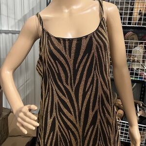 Derek Heart Metallic gold and Black Zebra Dress with adjustable straps size 2X